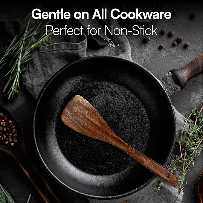 Premium Teak Wooden Utensil Set, 7-Piece Handcrafted Cooking Spoons & Spatulas ??Nonstick Safe, Durable, Heat-Resistant Wooden Utensils for Everyday Cooking