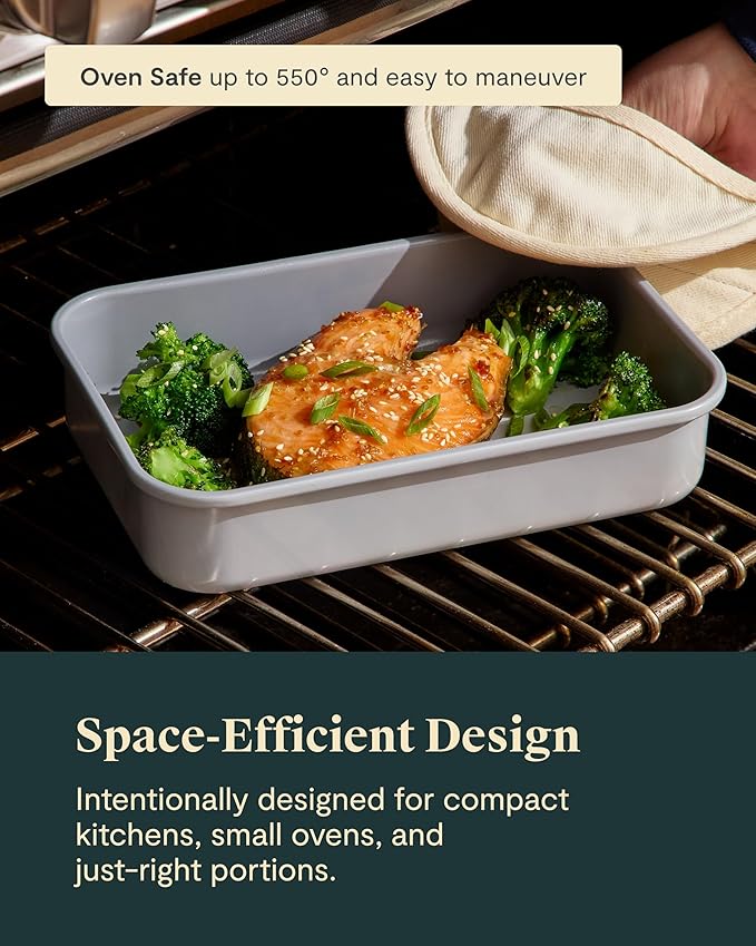 Caraway Nonstick 9??x 6.5??Small Rectangle Baking Pan ??Non-Toxic, PTFE & PFOA Free ??Aluminized Steel Core ??Deep Ceramic Baking Pan for Casseroles, Lasagna & More - Sage