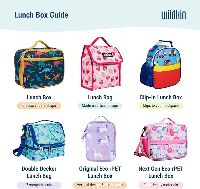 Wildkin Kids Insulated Lunch Box ??Durable and Reusable for School & Travel - On the Go