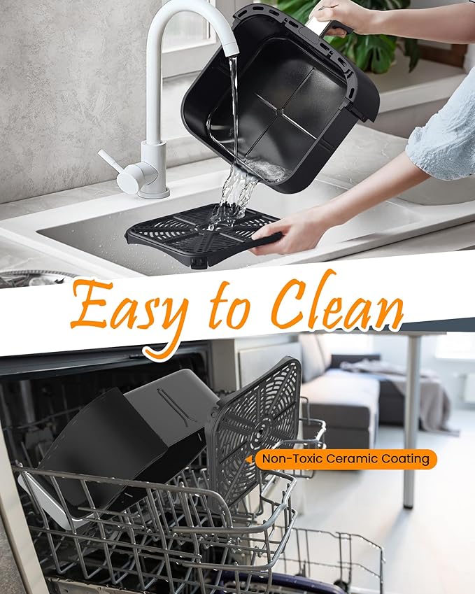 Nuwave Brio Plus 6-in-1 Air Fryer, 7-Qt Large Capacity, 50°F??00°F Precise Temp Control, Non-Toxic PFAS-Free Nonstick, Air Fry, Bake, Roast, Toast, Dehydrate, Reheat, 100 Presets, Dishwasher Safe