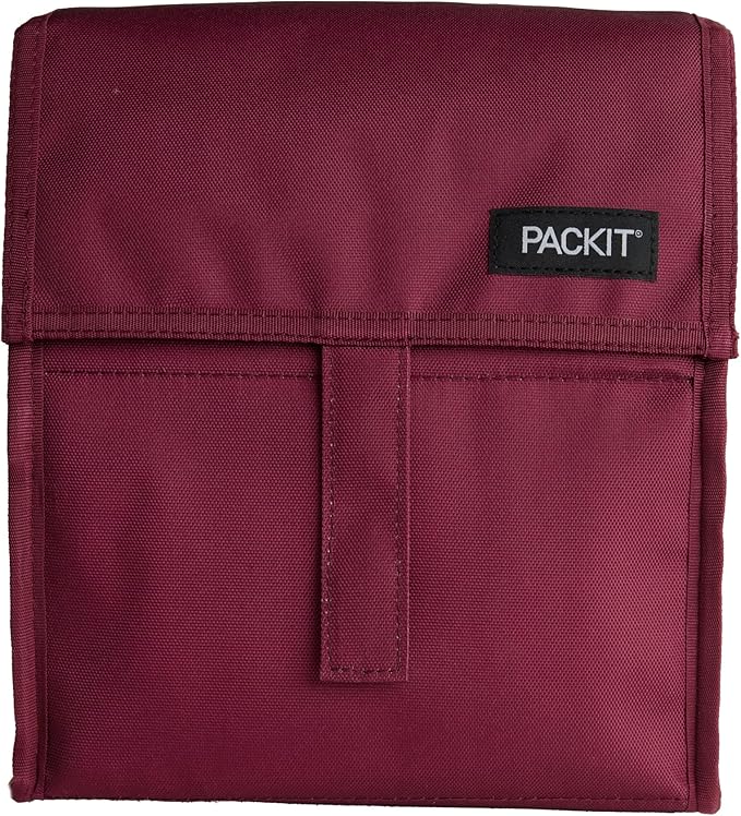 PackIt짰 Freezable Lunch Bag, Ruby, Built with ECOFREEZE짰 Technology, Foldable, Reusable, Zip and Velcro Closure with Buckle Handle, Designed for Work Lunches and Fresh Lunch On the Go