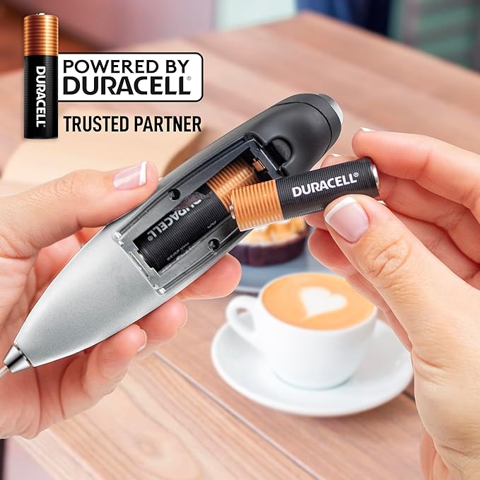 Zulay Kitchen Milk Frother Handheld Electric Whisk with AA Duracell Batteries ??Durable Drink Mixer for Coffee, Lattes, Cappuccinos & More - Storm