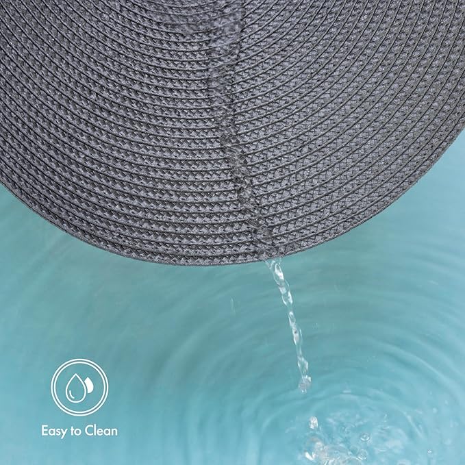 Winknowl Round Braided Placemats Set of 4 Washable Woven Heat Resistant Table Mats for Kitchen Dining Tables 15 inch Round Place Mats (Dark Gray,4pcs)