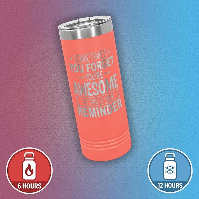 Spotted Dog Company Inspirational Tumbler, Inspirational Gifts for Men Dad Father Wife Sister Women, Birthday For Him Her, You?셱e Awesome Tumbler, Teacher Coworker Gifts 22oz Coral