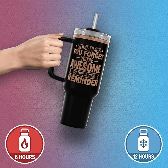 Spotted Dog Company Inspirational Tumbler, Inspirational Gifts for Men Dad Father Wife Sister Women, Birthday For Him Her, You?셱e Awesome Tumbler, Teacher Coworker Gifts 40oz Black Copper