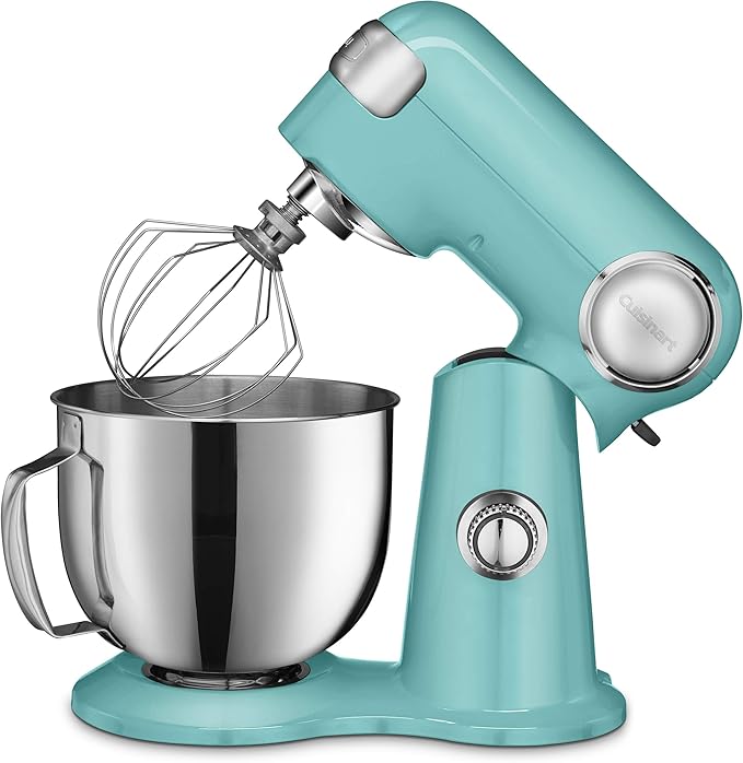 Cuisinart Stand Mixer, 12 Speed, 5.5 Quart Stainless Steel Bowl, Chef?™s Whisk, Mixing Paddle, Dough Hook, Splash Guard w/ Pour Spout, Periwinkle Blue, SM-50BL