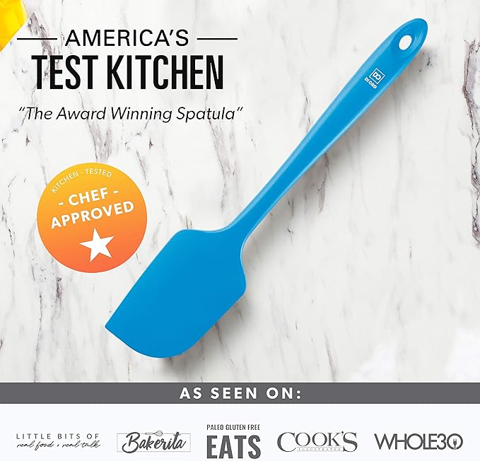DI ORO Silicone Spatula Set - Rubber Kitchen Spatulas for Baking, Cooking, & Mixing - 600째F Heat-Resistant & BPA Free Silicone Scraper Spatulas for Nonstick Cookware - Dishwasher Safe (3pc, Blue)