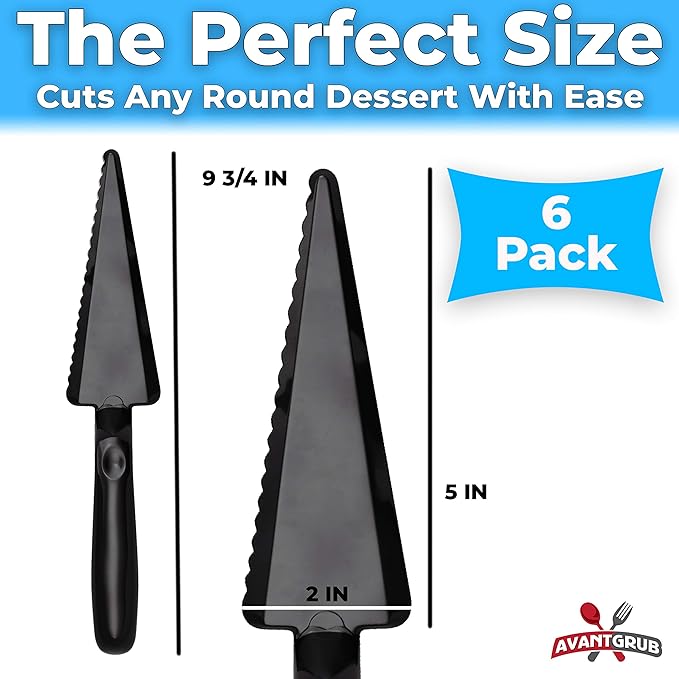Heavy Duty, Recyclable 10" Dessert Servers 6 Pack. Perfect for Serving Pie, Cake and Pizza. Best Disposable Plastic Cutters for a Wedding or Birthday Party. Great Shovel Slicers for Catering Events