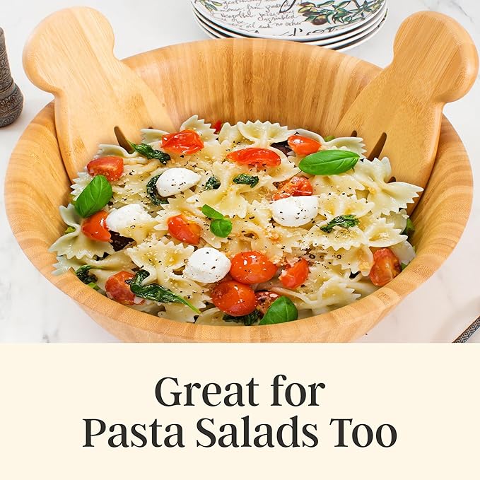 Totally Bamboo Salad Hands ??Bamboo Salad Serving Utensils for Serving & Tossing