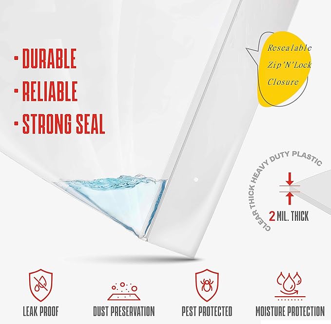 Jumbo Storage 8 Gallon Huge Zipper Storage Bags, 2 Mill Thick Plastic, 20" x 24" Extra Large Size, 50 Count (Shiny Select)