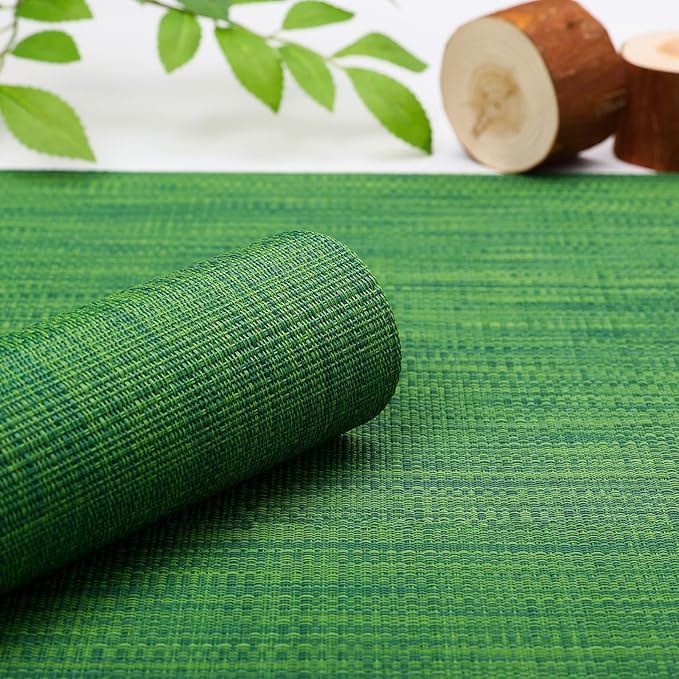 Myir JUN Table Runner, Vinyl Table Runner Indoor 72 Inch Long Arbitrarily Cropped Runner for Table Heatproof for Home Party (Dark Green, 12 x 72 inch)