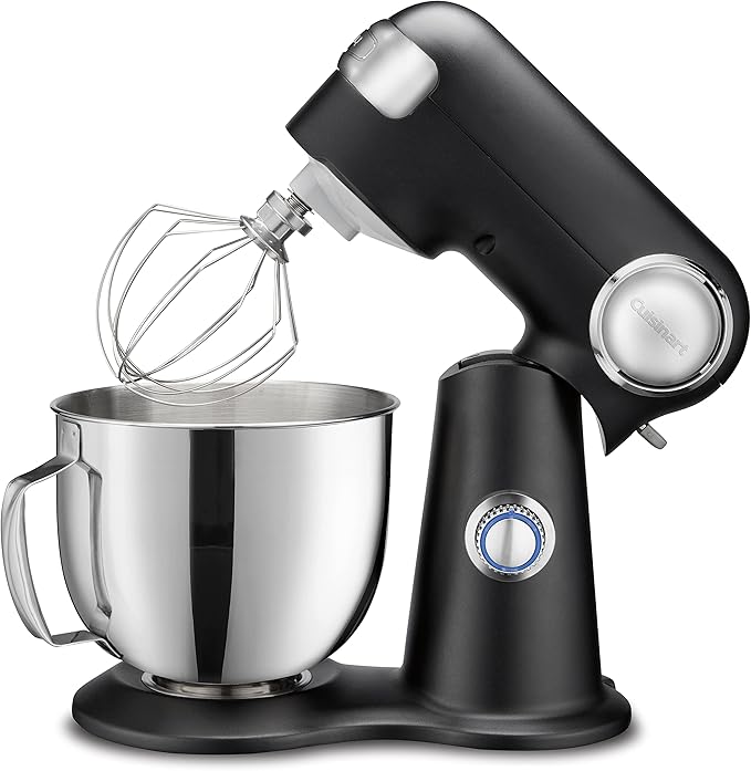 Cuisinart Stand Mixer, 12 Speed, 5.5 Quart Stainless Steel Bowl, Chef?™s Whisk, Mixing Paddle, Dough Hook, Splash Guard w/ Pour Spout, Poppy Seed, SM-50PSNAS