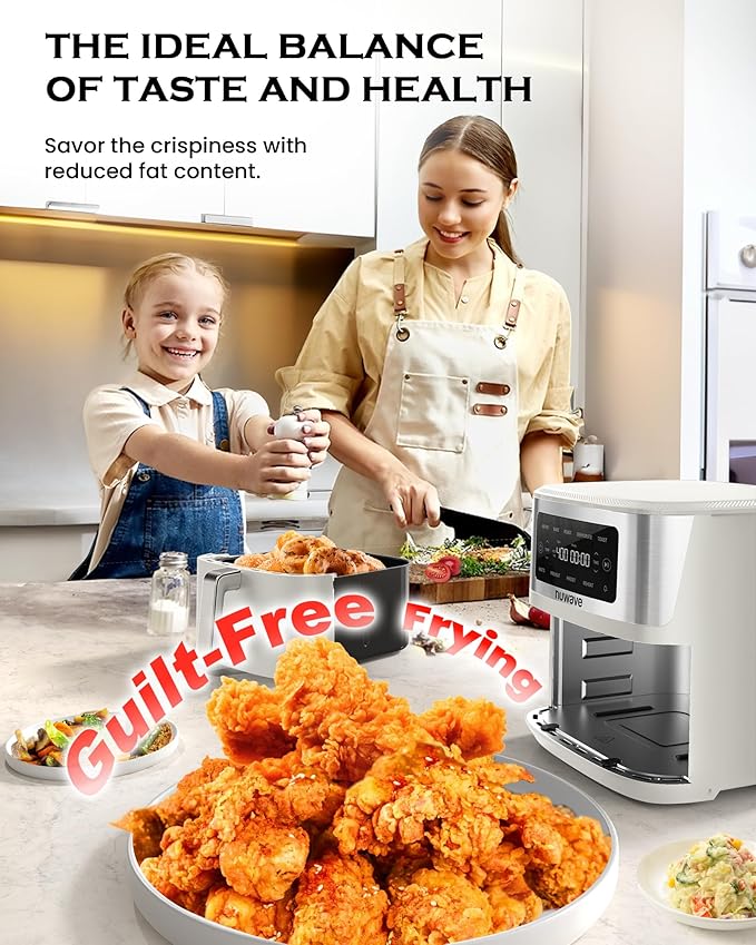 Nuwave Brio Plus 6-in-1 Air Fryer, 7-Qt Large Capacity, 50°F??00°F Precise Temp Control, Non-Toxic PFAS-Free Nonstick, Air Fry, Bake, Roast, Toast, Dehydrate, Reheat, 100 Presets, Dishwasher Safe