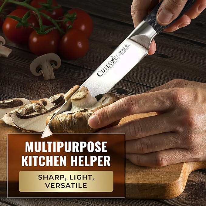 Cutluxe 3-Piece Chef Knife Set ??Ultra Sharp Japanese Kitchen Knives, High Carbon Stainless Steel Blades, Full Tang Pakkawood Handles ??Shinobi Series