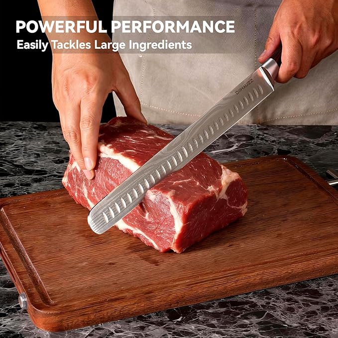Brisket Knife 12 Inch, Ultra Sharp High Carbon Stainless Steel Carving Knife with Ergonomic Pakkawood Handle & Gift Box for Slicing Ham, Roast Beef, BBQ, Turkey, Perfect Grilling Gift
