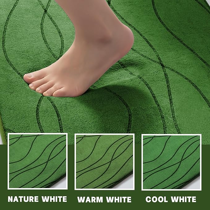 YIHOUSE Memory Foam Bathroom Rug Sets 2 Piece, Ultra Absorbent Bath Mat for Bathroom - Non-Slip Machine Washable & Dry Quickly, 2 Piece Bathroom Mat Set (Glass Green, 2 Pieces)