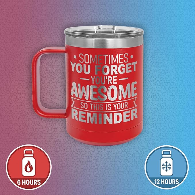 Spotted Dog Company Inspirational Travel Coffee Mug, Inspirational Gifts for Men Dad Father Wife Sister Women, Birthday For Him Her, You?셱e Awesome Tumbler, Teacher Coworker Gifts 15oz Red