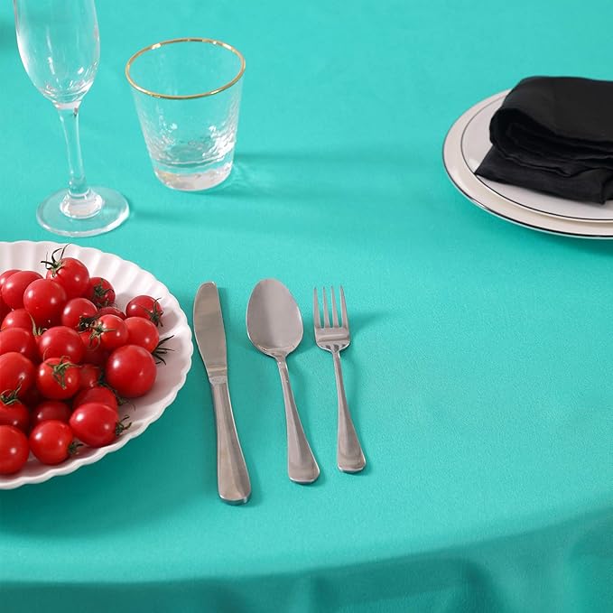 Cupuamon 90 inch Round Tablecloth Washable Polyester Table Cloth Decorative Table Cover for Wedding Party Dining Banquet（90 inch,Turquoise）…