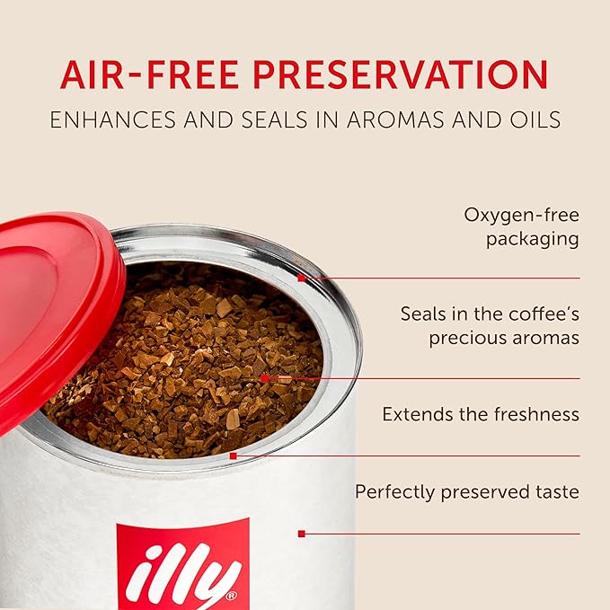 illy Instant Coffee, Classico Medium Roast, 100% Arabica, Premium Italian Coffee, 3.3oz, 6 Pack