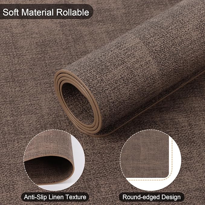 Boobezeen Faux Leather Placemats Set of 6, Heat Resistant Wipeable Washable Vinyl Place Mats, Waterproof Anti-Slip Dining Table Mats, Suitable for Indoor & Outdoor Use (Coffee)