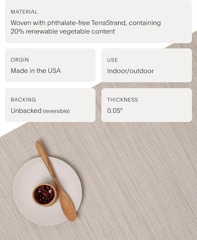 Chilewich Bamboo Placemats Set of 4 - Round Woven Placemats - Reusable, Stain-Resistant, Indoor/Outdoor Tabletop Protection - 15" - Chino