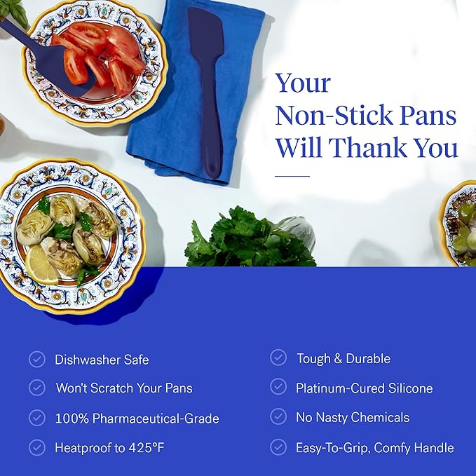 GIR: Get It Right 10-Piece Silicone Ultimate Kitchen Utensil Set ??Spatulas, Ladle, Flip, Spoons, Whisk, Peeler & Spoonula ??Nonstick, Non-Toxic, Heat-Resistant ??Navy