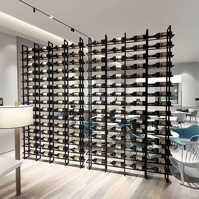 Large Wall Mount Wine Rack, 16 Tier 48 Bottle Wine Storage Organizer Display Holder, Modern Metal Wine Storage for Wine Cellars, Home Bars, Kitchens, and Dining Rooms