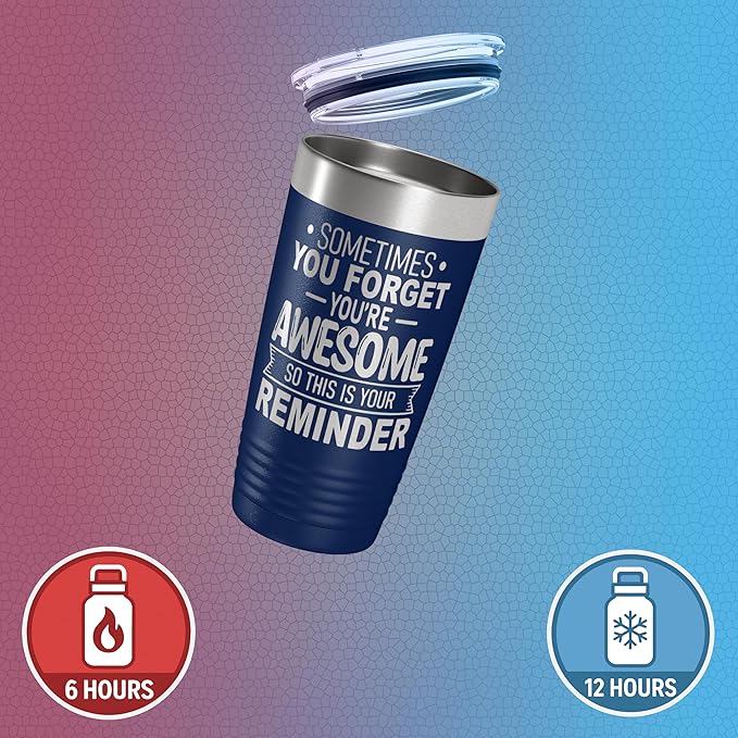 Spotted Dog Company Inspirational Tumbler, Inspirational Gifts for Men Dad Father Wife Sister Women, Birthday For Him Her, You?셱e Awesome Tumbler, Teacher Coworker Gifts 20oz Navy Blue