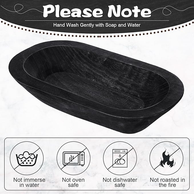 Nuogo 10 Pack Wooden Dough Bowls Bulk 12.5 Inch Rustic Dough Bowls for Wedding DIY Candle Home Crafts Making Farmhouse Fruits Supplies Decoration(Black)