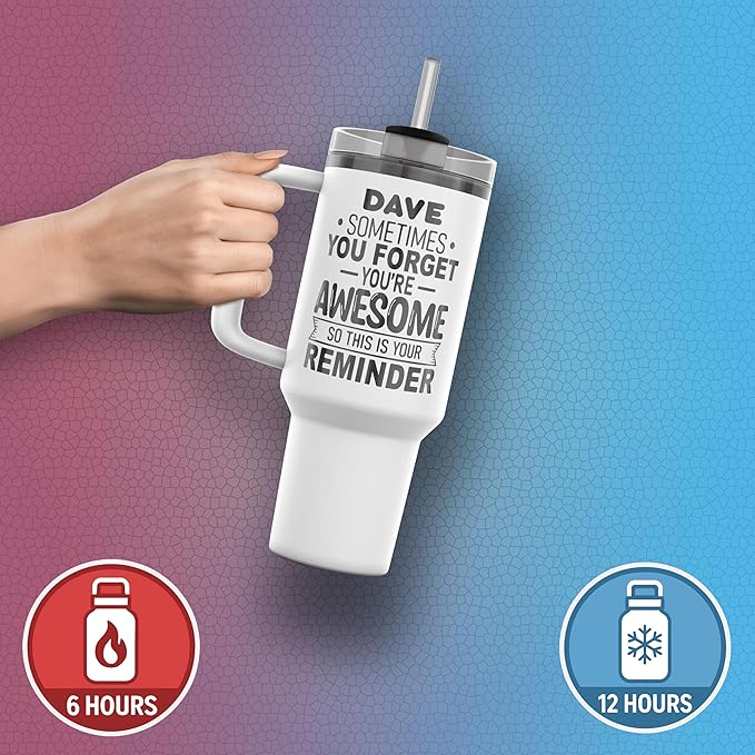 Personalized Inspirational Tumbler, Inspirational Gifts for Men Dad Father Wife Sister Women, Custom Birthday For Him Her, Customized You?셱e Awesome Tumbler, Teacher Coworker Gifts 40oz White Black