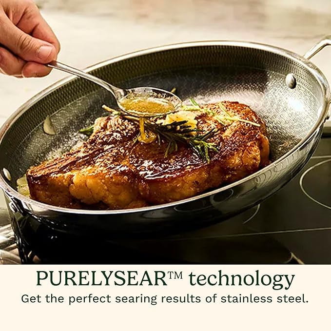 Cuisinart FusionPlus Nonstick Stainless Steel Cookware, 10-Inch Skillet with PFAS-Free PURELYSEAR Ceramic Technology, Scratch Proof, Cool Grip Handles, Dishwasher Safe, FPS22-24