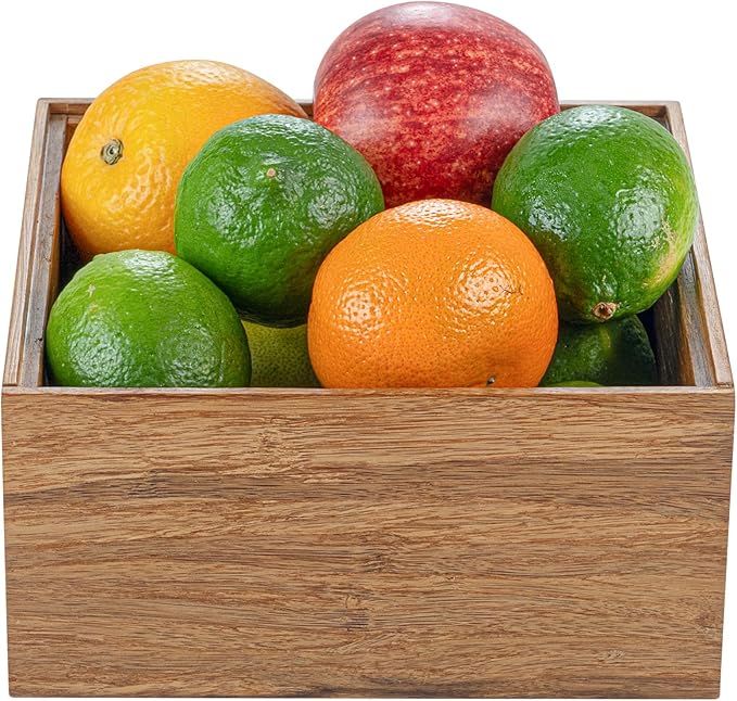 Restaurantware Eco Display 6.5 Inch x 6.5 Inch x 3.75 Inch Bamboo Condiment Container 1 Deep Spice Box - Medium Chip-Resistant Natural Bamboo Bamboo Organizer Box For Seasoning Spices Condiments