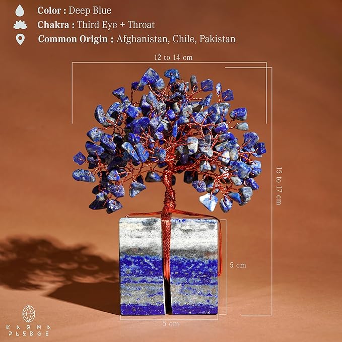 Crystal Tree for Birthday Gifts for Women, Handmade Raw Crystal Base Lapis Lazuli Chakra Healing Crystal Tree of Life for Positive Energy, Money, Good Luck, Christmas D챕cor, Home and Office Decor