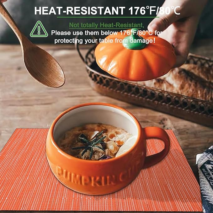 BETEAM Placemats Set of 12, Woven Vinyl Placemat for Dining Table Washable Wipeable Kitchen Place Mats Durable Indoor Outdoor Table Mats