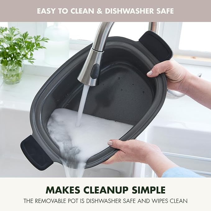 GreenPan Elite 14-in-1 Programmable 6QT Electric Slow Cooker, Dishwasher Safe Lid & Removable Crock, PFAS-Free Healthy Ceramic Nonstick Multi-Cooker, Sear, Saut챕, Brown, Steam Basket, Roast, Clay