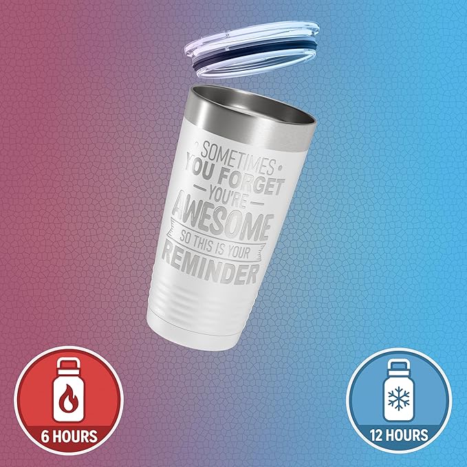Spotted Dog Company Inspirational Tumbler, Inspirational Gifts for Men Dad Father Wife Sister Women, Birthday For Him Her, You?셱e Awesome Tumbler, Teacher Coworker Gifts 20oz White