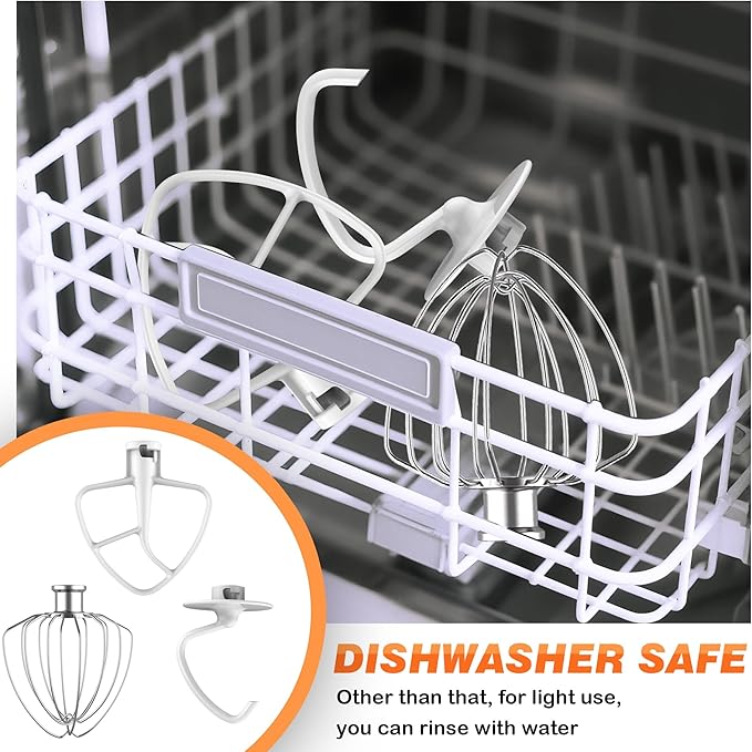3-Piece Set Mixer Accessories for KitchenAid 4.5QT Tilt-Head Stand Mixers, Stainless Steel K45WW, Enameled K45DH & Enameled K45B, All Dishwasher Safe(Machine/Mixer Not Included)