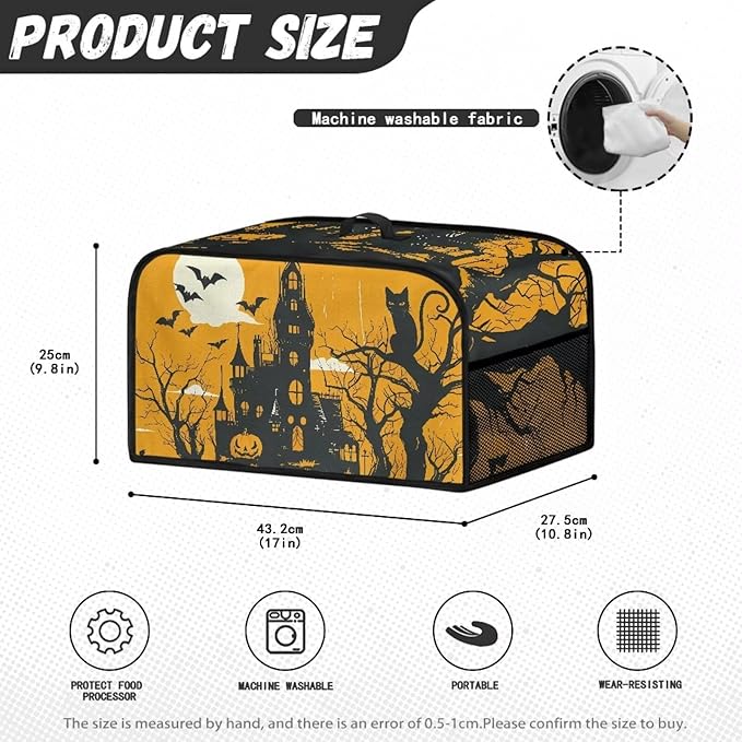 Halloween Haunted House Slow Cooker Cover Slow Cooker Dust Cover Small Appliance Covers for Kitchen Slow Cooker Dust Cover with Pocket for Accessories