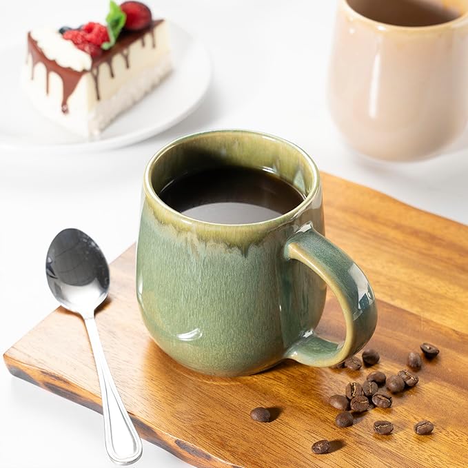 bestone Coffee Mugs Set of 4竊?5 oz Large Coffee Mugs, Ceramic Mugs with Handles,etc Coffee Mugs, Cups for Coffee Cereal Latte 竊똌icrowave & Dishwasher safe竊똙ibrant Colors