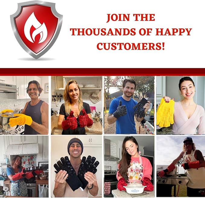 Grill Armor Oven Gloves ??932째F Heat, Fire & Cut Resistant Mitts for BBQ, Grill, Cooking, Grilling, Baking, Smoker & Fire Pit