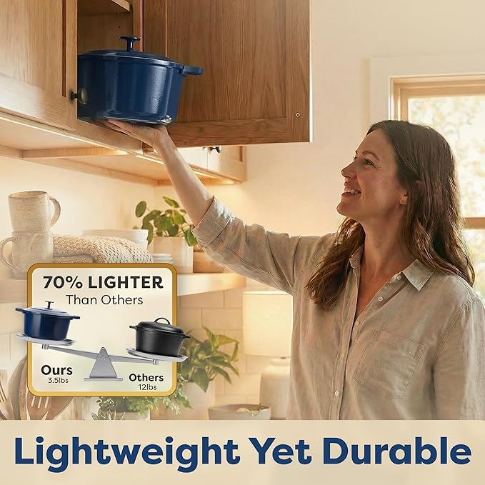 Gotham Steel 5 Qt Lightweight Dutch Oven Pot with Lid & Holders, Ceramic Non Toxic, Oven Safe & Even Heat Retaining Dutch Oven for Bread Baking Sourdough, Soup, Casserole, 70% Lighter than Cast Iron