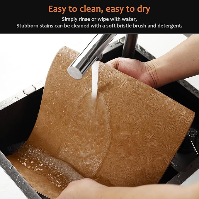 Uolr Vinyl Placemats Set of 12 Faux Leather 100% Waterproof Wipeable Washable Place Mats Heat Resistant Easy Clean Non-Slip Table Mats for Indoor Outdoor. (12, Brown)