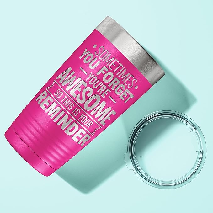 Spotted Dog Company Inspirational Tumbler, Inspirational Gifts for Men Dad Father Wife Sister Women, Birthday For Him Her, You?셱e Awesome Tumbler, Teacher Coworker Gifts 20oz Pink