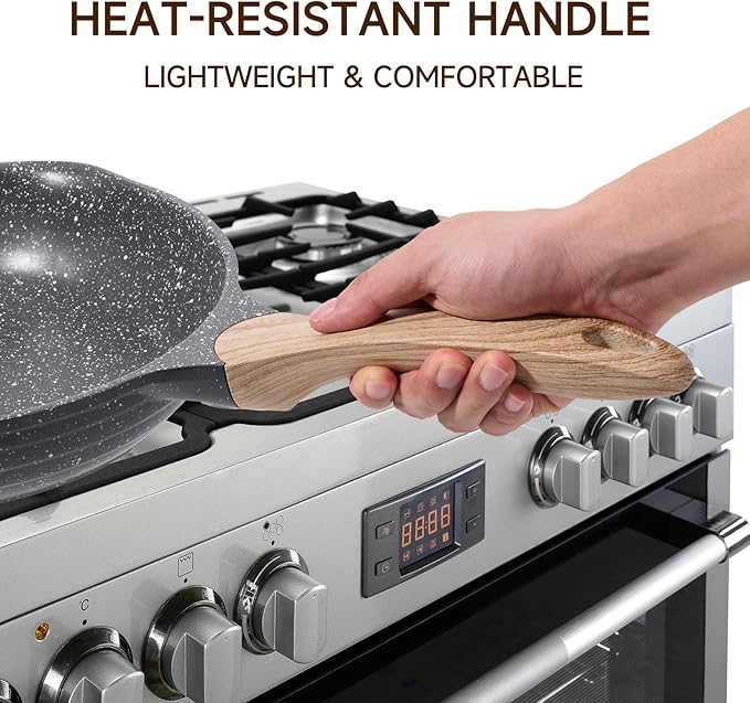 JEETEE 11 Inch Nonstick Frying Pan, Stone Coating Cookware, Nonstick Omelette Pan with Heat-Resistant Handle, Compatible with All Stoves (Grey)