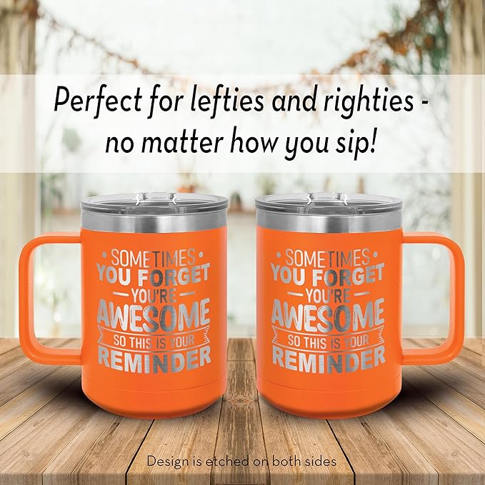 Spotted Dog Company Inspirational Travel Coffee Mug, Inspirational Gifts for Men Dad Father Wife Sister Women, Birthday For Him Her, You?셱e Awesome Tumbler, Teacher Coworker Gifts 15oz Orange