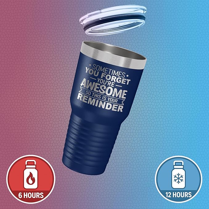 Spotted Dog Company Inspirational Tumbler, Inspirational Gifts for Men Dad Father Wife Sister Women, Birthday For Him Her, You?셱e Awesome Tumbler, Teacher Coworker Gifts 30oz Navy Blue