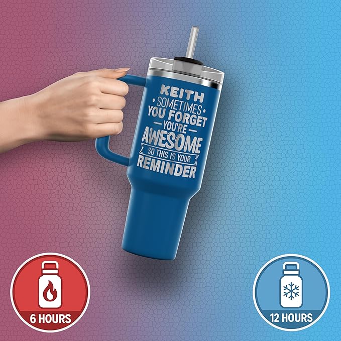 Personalized Inspirational Tumbler, Inspirational Gifts for Men Dad Father Wife Sister Women, Custom Birthday For Him Her, Customized You?셱e Awesome Tumbler, Teacher Coworker Gifts 40oz Royal Blue