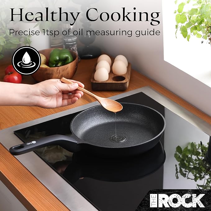 THE ROCK 1TSP 13PCS Cookware Set ??Pots and Pans Set Non Stick with ROCK.TEC ??Nothing Sticks, Never Warps, Lasts Longer ??Healthy, Multifunctional, All-in-One Fry Pan, Saucepan, Stockpot & More