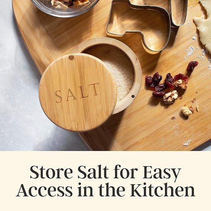 Totally Bamboo Salt Cellar ??Wooden Salt Box with Magnetic Lid for Countertop Storage, 6 oz Capacity
