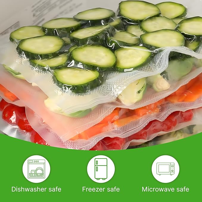 Vacuum Sealer Bags Rolls for Food Storage | 6 Pack, Includes 3 Rolls 11 x 20 ft and 3 Rolls 8 x 20 ft, BPA-Free, Extra Thick, Freezer Safe, Leakproof, Airtight Seal | Perfect for Meal Prep & Sous Vide